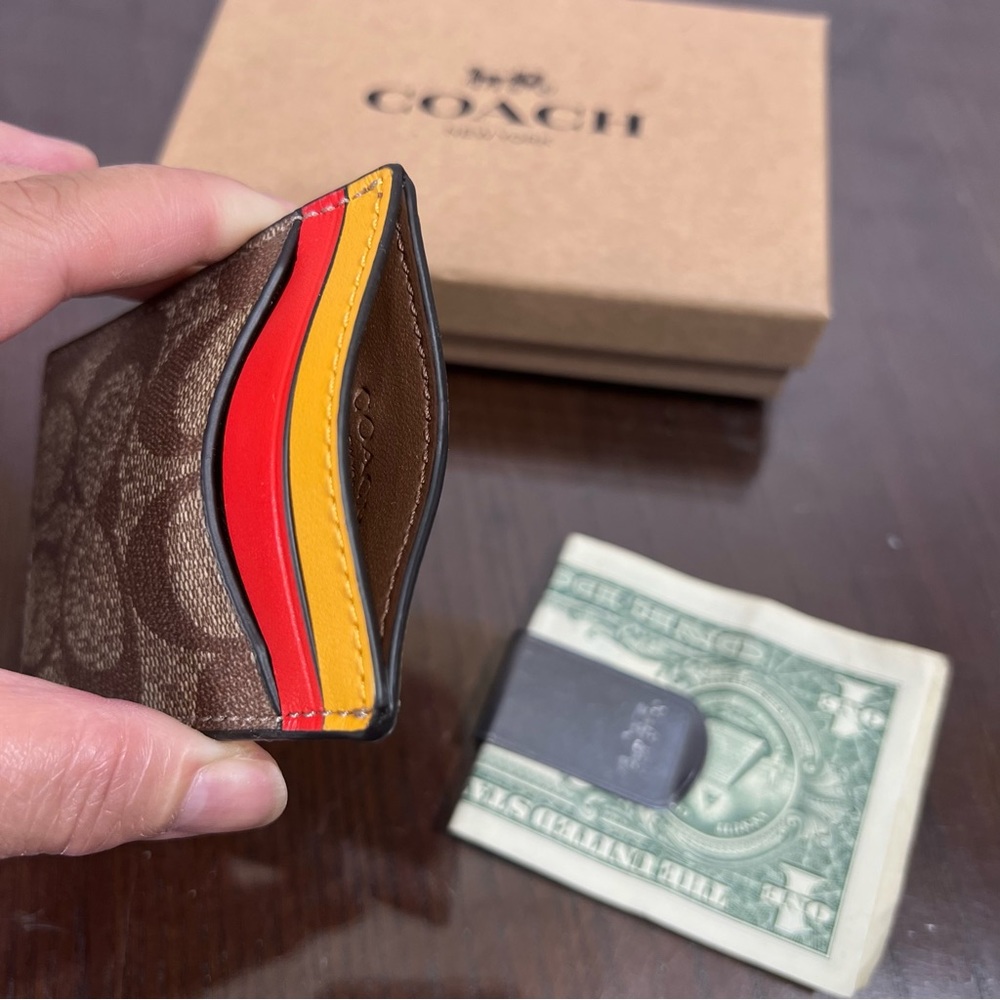 COACH monogram money clip 5 card slot wallet nib - Picture 6 of 6